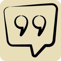 Icon Qoute. related to Speech symbol. hand drawn style. design editable vector