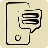 Icon SMS. related to Speech symbol. hand drawn style. design editable vector