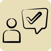 Icon Customer Experience. related to Speech symbol. hand drawn style. design editable vector