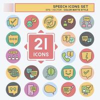 Icon Set Speech. related to Technology symbol. color mate style. design editable vector