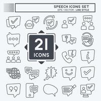 Icon Set Speech. related to Technology symbol. line style. design editable vector