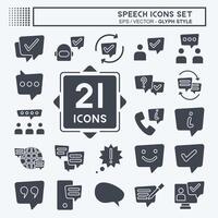 Icon Set Speech. related to Technology symbol. glyph style. design editable vector
