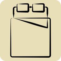 Icon Bed 2. related to Bedding symbol. hand drawn style. design editable vector