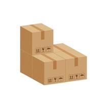 pile crate boxes 3d cube, cardboard box for factory warehouse storage, cardboard parcel boxes stack of warehouse factory, packaging cargo, boxes brown isolated on white background vector