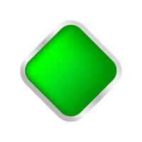 button square shape green for buttons games play isolated on white, green modern 3d buttons simple and convex, square button green flat style icon sign for applications, buttons square for website app vector