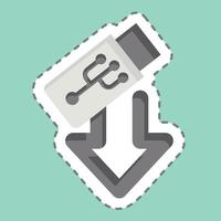 Sticker line cut USB. related to Download symbol. design editable vector