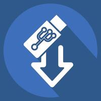 Icon USB. related to Download symbol. long shadow style. design editable vector