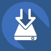 Icon Hard Drive. related to Download symbol. long shadow style. design editable vector