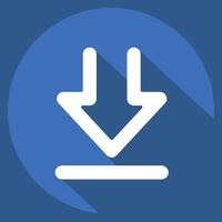 Icon Download 2. related to Download symbol. long shadow style. design editable vector