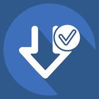 Icon Download Complete. related to Download symbol. long shadow style. design editable vector