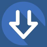 Icon Download 1. related to Download symbol. long shadow style. design editable vector