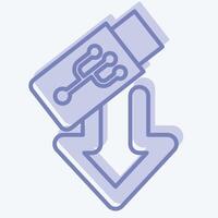 Icon USB. related to Download symbol. two tone style. design editable vector