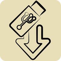 Icon USB. related to Download symbol. hand drawn style. design editable vector