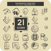 Icon Set Download. related to Education symbol. hand drawn style. design editable vector