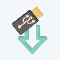 Icon USB. related to Download symbol. flat style. design editable vector