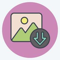 Icon Photo. related to Download symbol. color mate style. design editable vector