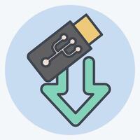 Icon USB. related to Download symbol. color mate style. design editable vector