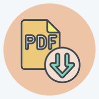 Icon PDF File. related to Download symbol. color mate style. design editable vector