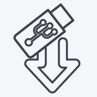 Icon USB. related to Download symbol. line style. design editable vector
