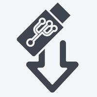 Icon USB. related to Download symbol. glyph style. design editable vector
