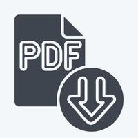 Icon PDF File. related to Download symbol. glyph style. design editable vector