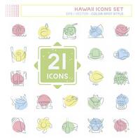 Icon Set Hawaii. related to Holiday symbol. Color Spot Style. design editable vector