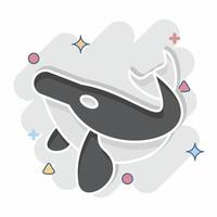Icon Humback Whale. related to Hawaii symbol. comic style. design editable vector