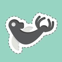 Sticker line cut Monk Seal. related to Hawaii symbol. design editable vector