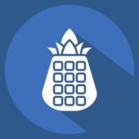 Icon Pineapple. related to Hawaii symbol. long shadow style. design editable vector