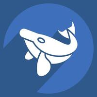 Icon Humback Whale. related to Hawaii symbol. long shadow style. design editable vector
