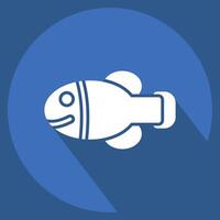Icon Hawai State Fish. related to Hawaii symbol. long shadow style. design editable vector