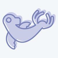 Icon Monk Seal. related to Hawaii symbol. two tone style. design editable vector