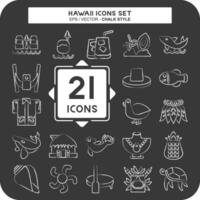 Icon Set Hawaii. related to Holiday symbol. chalk Style. design editable vector