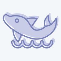 Icon Dolphin. related to Hawaii symbol. two tone style. design editable vector