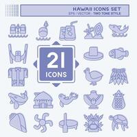 Icon Set Hawaii. related to Holiday symbol. two tone style. design editable vector