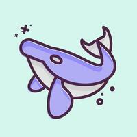Icon Humback Whale. related to Hawaii symbol. MBE style. design editable vector
