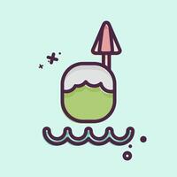 Icon Coconut Drink. related to Hawaii symbol. MBE style. design editable vector