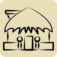 Icon Hut. related to Hawaii symbol. hand drawn style. design editable vector