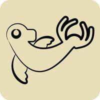 Icon Monk Seal. related to Hawaii symbol. hand drawn style. design editable vector