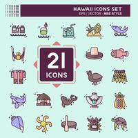 Icon Set Hawaii. related to Holiday symbol. MBE style. design editable vector