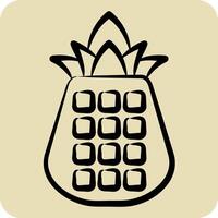 Icon Pineapple. related to Hawaii symbol. hand drawn style. design editable vector