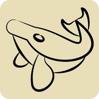 Icon Humback Whale. related to Hawaii symbol. hand drawn style. design editable vector