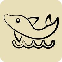 Icon Dolphin. related to Hawaii symbol. hand drawn style. design editable vector