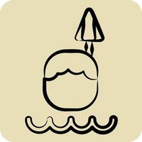 Icon Coconut Drink. related to Hawaii symbol. hand drawn style. design editable vector