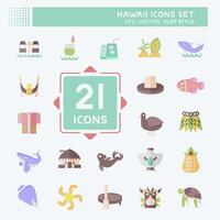 Icon Set Hawaii. related to Holiday symbol. flat style. design editable vector