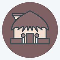 Icon Hut. related to Hawaii symbol. color mate style. design editable vector