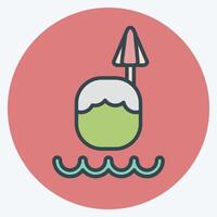 Icon Coconut Drink. related to Hawaii symbol. color mate style. design editable vector