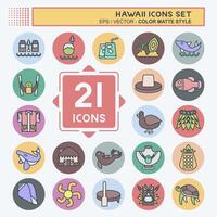 Icon Set Hawaii. related to Holiday symbol. color mate style. design editable vector