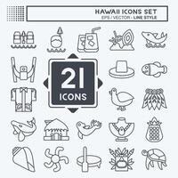 Icon Set Hawaii. related to Holiday symbol. line style. design editable vector