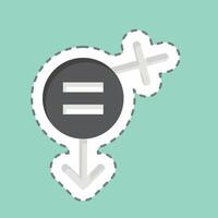 Sticker line cut Equality. related to Feminism symbol. design editable vector